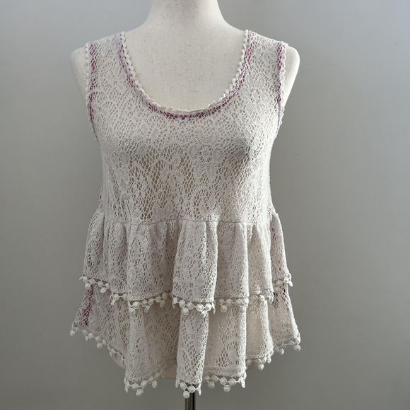 Free People Tops - Free People Top Womens XS Ivory Crochet Lace Boho Cottagecore Fairycore Y2K